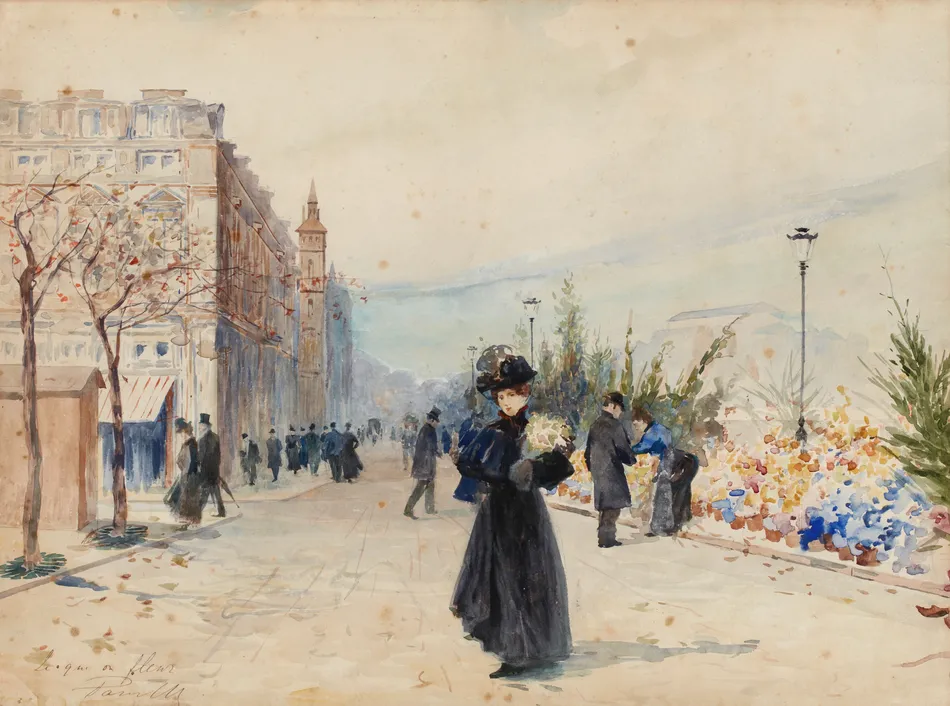 Le Quai aux fleurs. 4ème arrondissement (1890-1900) by Elie Anatole Pavil